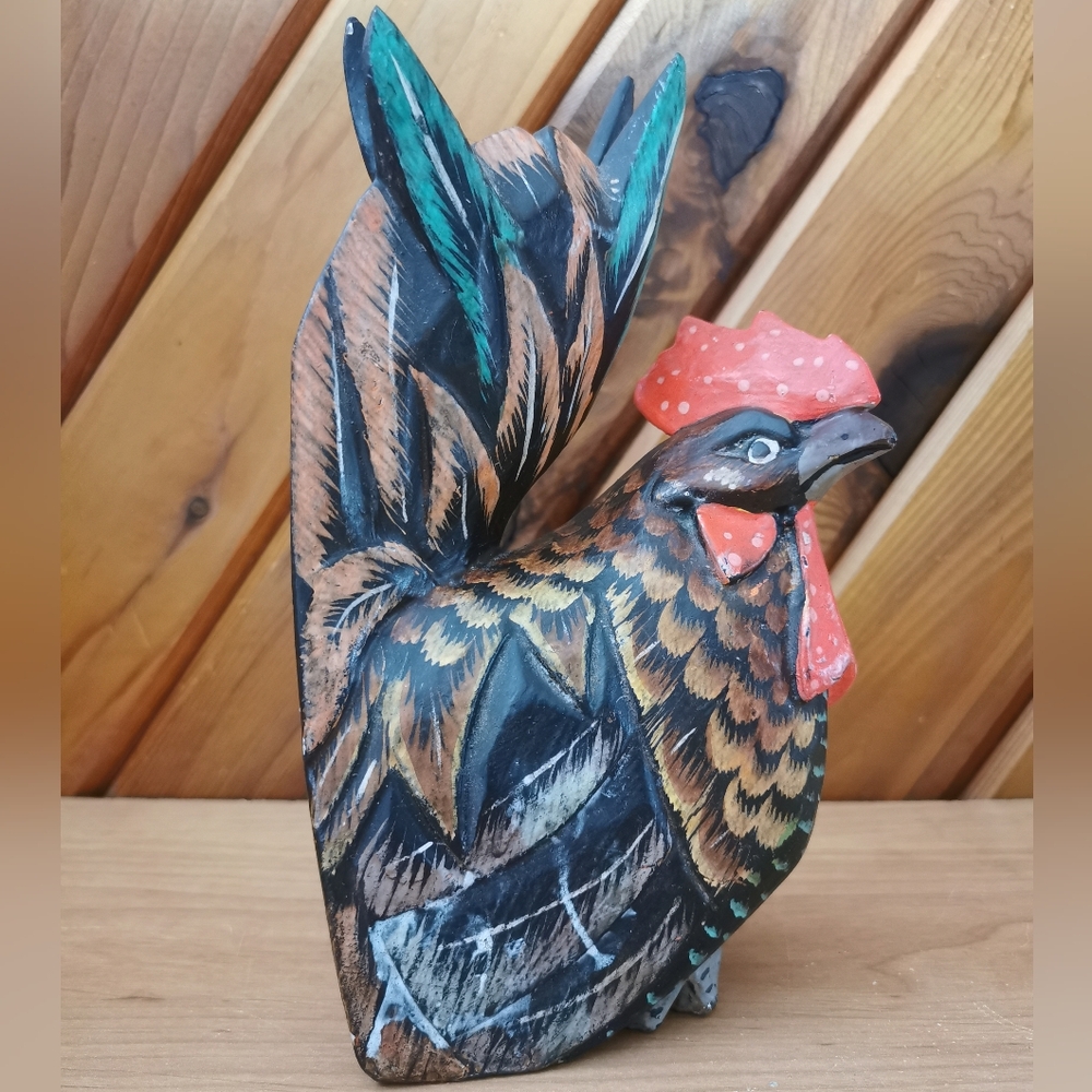 Vintage Wooden Handpainted  Rooster - Picture 2 of 7